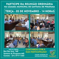 Presidente Câmara Convida a Todos Para 1º Reunião Ordinária do Mês de Novembro 